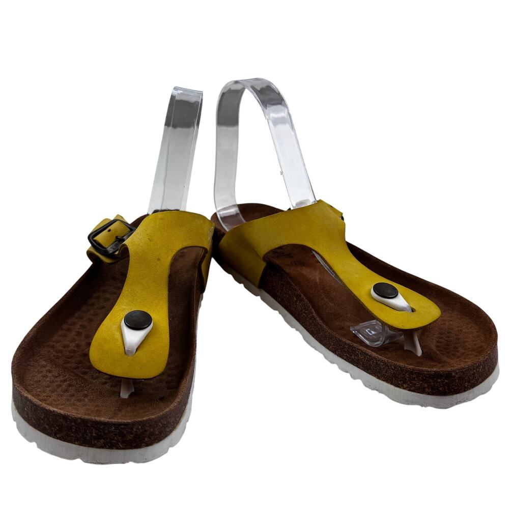 Bio Step T Strap Contoured Leather Footbed Comfort Sandals Women's Size 7.5